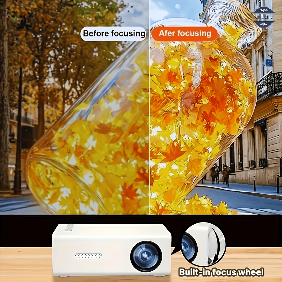 Mini Portable LCD Projector, Smart Home Cinema Video Projector, 240P Resolution, 100cm Large Screen, USB/HDMI/Type-C, for Movies & Family Entertainment