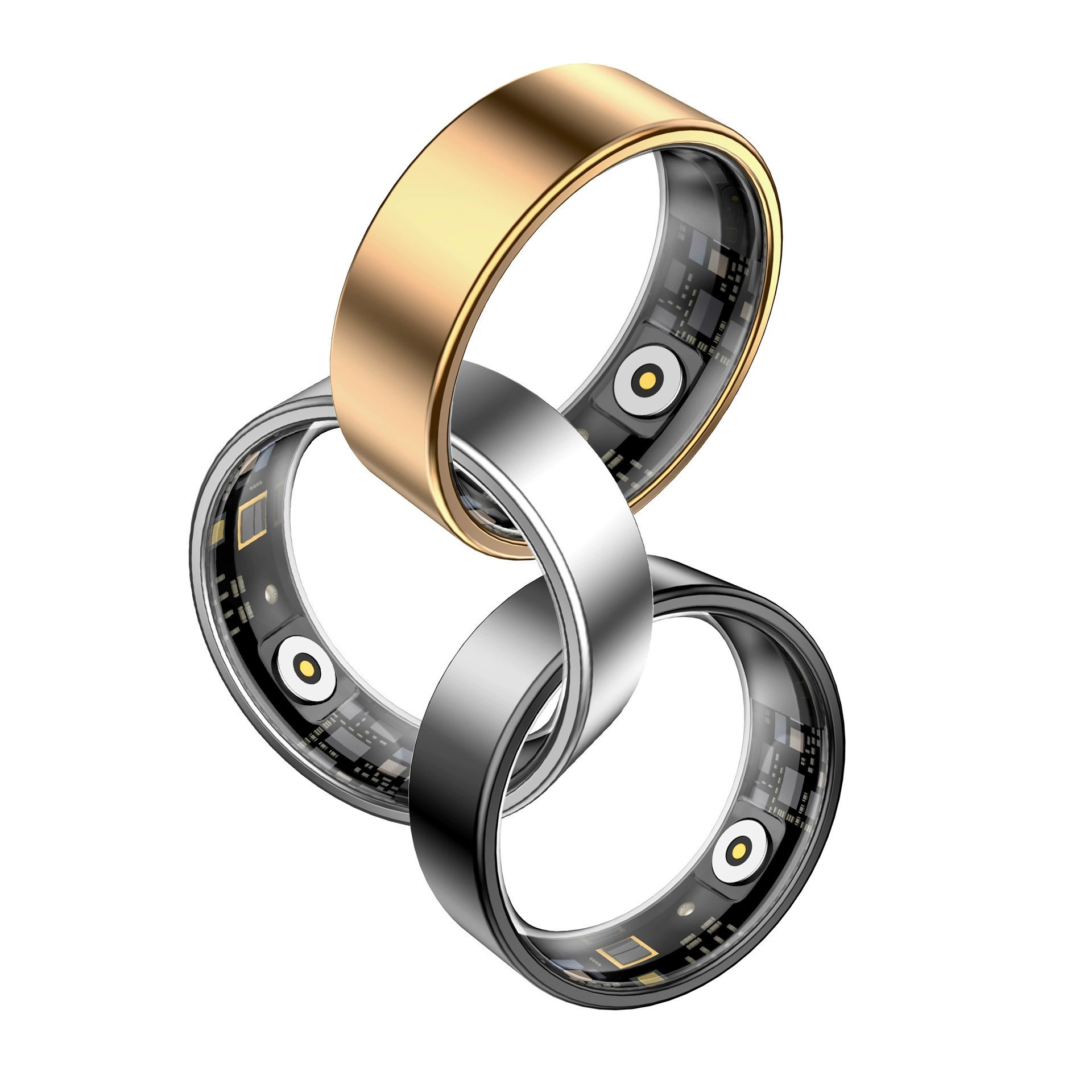 Smart Ring Fitness Tracker with Heart Rate, HRV, Blood Oxygen & Sleep Monitoring - Step Counter, Gesture Control, for Men and Women, Black/Gold/Silver, Sizes 7-13