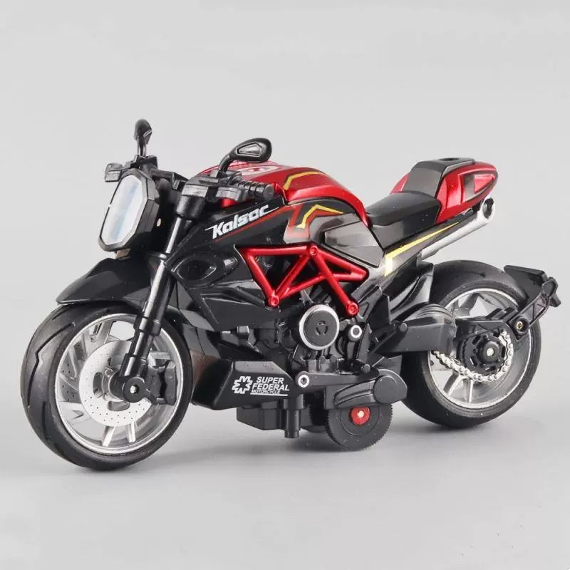 Diecast Motorcycle Model Toy with Lights and Sound, Pull Back Action, 1:12 Scale, Gift for Boys 3+ Years, Alloy Police Bike, Harley, Kawasaki, Ducati, Orange, Red, Blue, Black, White