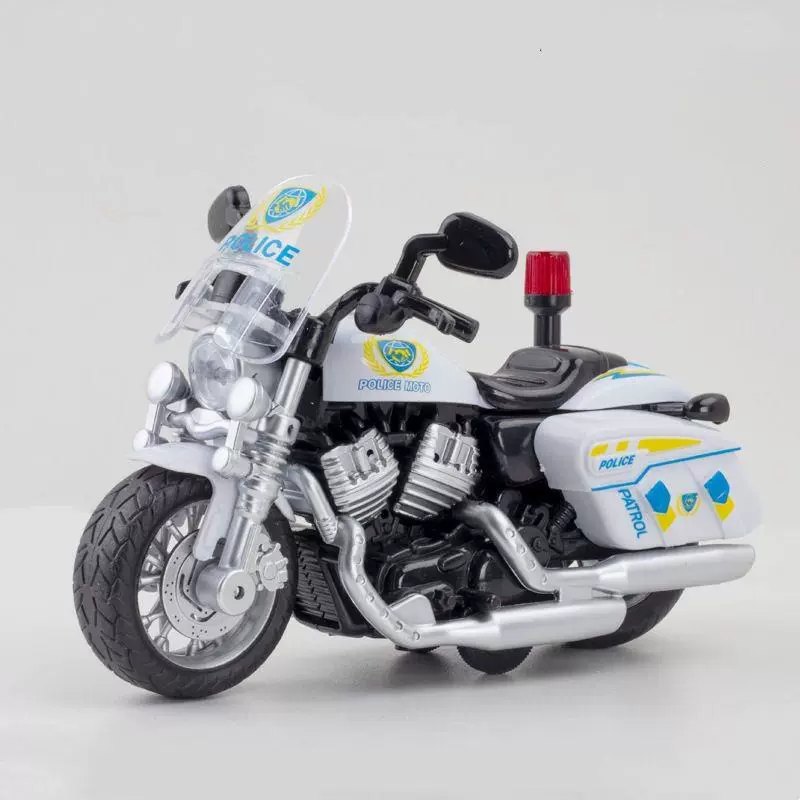 Diecast Motorcycle Model Toy with Lights and Sound, Pull Back Action, 1:12 Scale, Gift for Boys 3+ Years, Alloy Police Bike, Harley, Kawasaki, Ducati, Orange, Red, Blue, Black, White