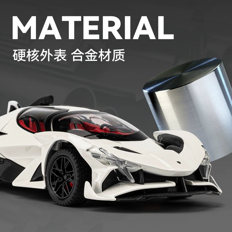 1:24 Apollo EVO Die-Cast Alloy Toy Car Model, Realistic Sports Car Replica, Cool Collectible Display Piece, Gift for Boys, Orange White Blue Black