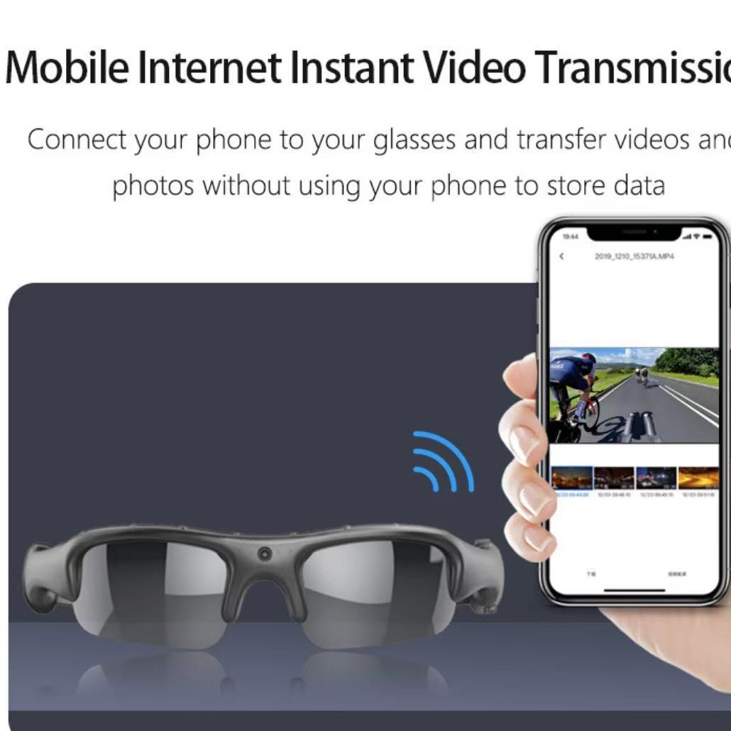 Smart Glasses with WiFi & Bluetooth, HD Camera for Outdoor Sports, Video Recording Sunglasses