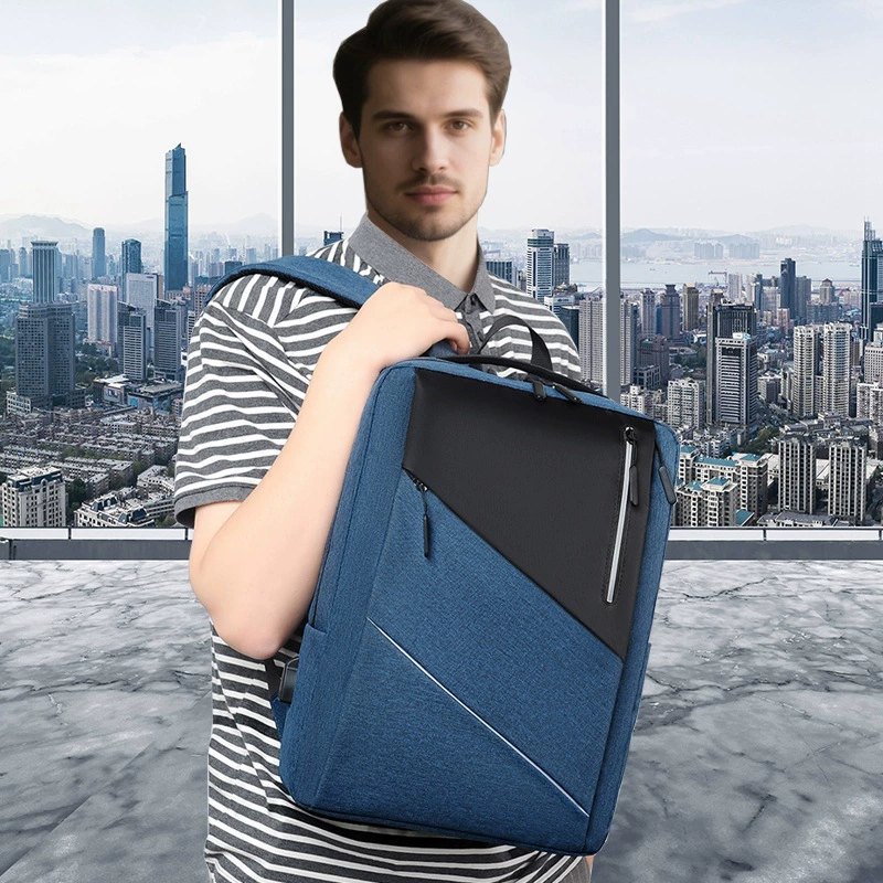 Men's Fashion Backpack 16 Inch Laptop Waterproof Oxford Casual Commuter Daypack for Teens, Lightweight Anti-shock, Urban Simple Style, Black/Grey/Blue/Red