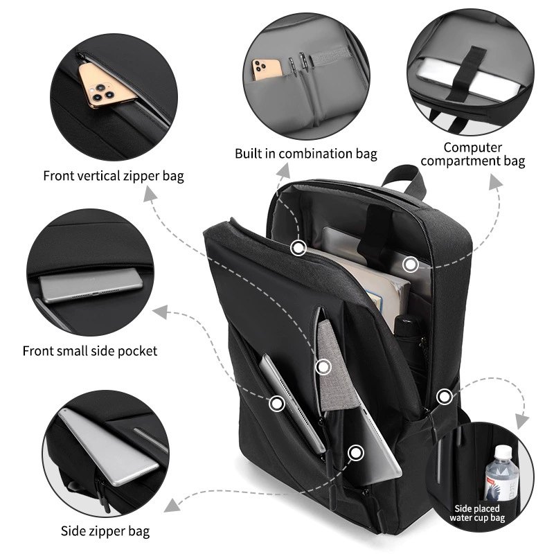 Men's Fashion Backpack 16 Inch Laptop Waterproof Oxford Casual Commuter Daypack for Teens, Lightweight Anti-shock, Urban Simple Style, Black/Grey/Blue/Red