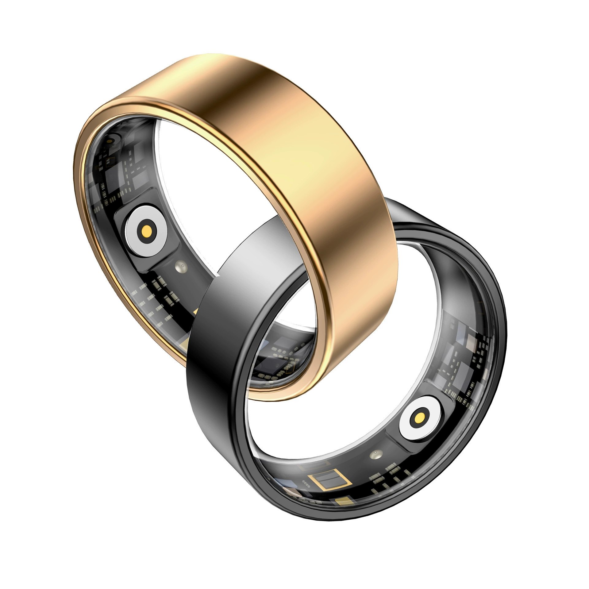 Smart Ring Fitness Tracker with Heart Rate, HRV, Blood Oxygen & Sleep Monitoring - Step Counter, Gesture Control, for Men and Women, Black/Gold/Silver, Sizes 7-13