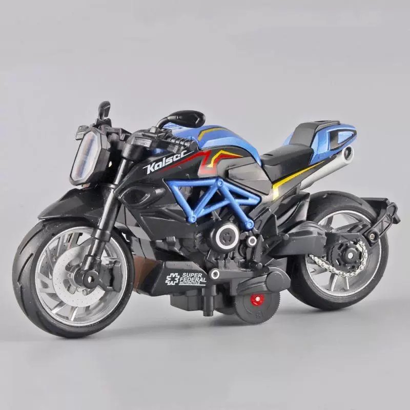 Diecast Motorcycle Model Toy with Lights and Sound, Pull Back Action, 1:12 Scale, Gift for Boys 3+ Years, Alloy Police Bike, Harley, Kawasaki, Ducati, Orange, Red, Blue, Black, White