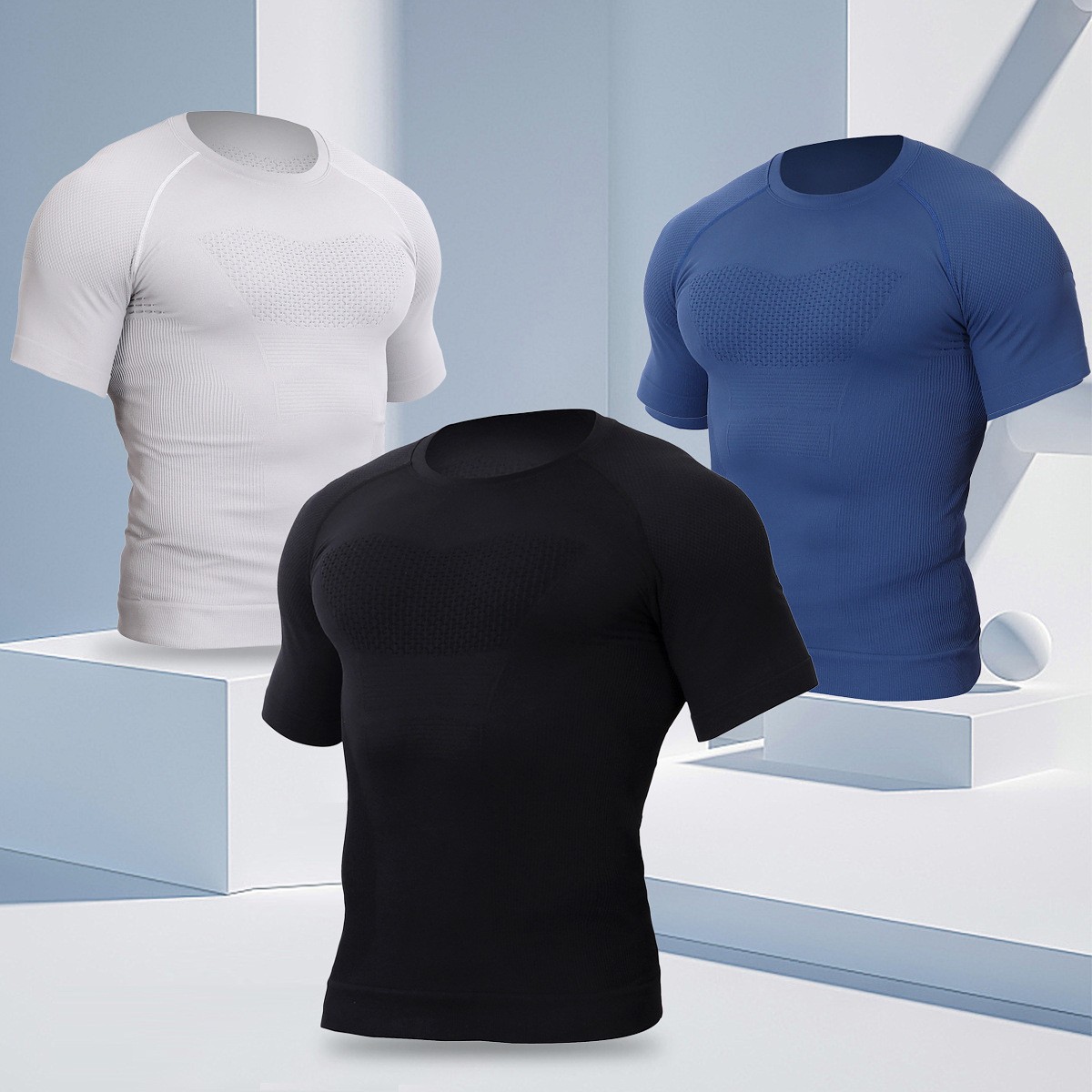 Men's Seamless Quick-Dry Compression Sports T-Shirt | Short Sleeve Gym Running Training Top | Nylon Spandex Summer Fitness Tee