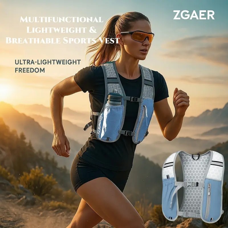 Multi-function Outdoor Sports Vest Backpack for Running Cycling Marathon - Breathable, Water Bottle & Phone Pockets, Under 20L