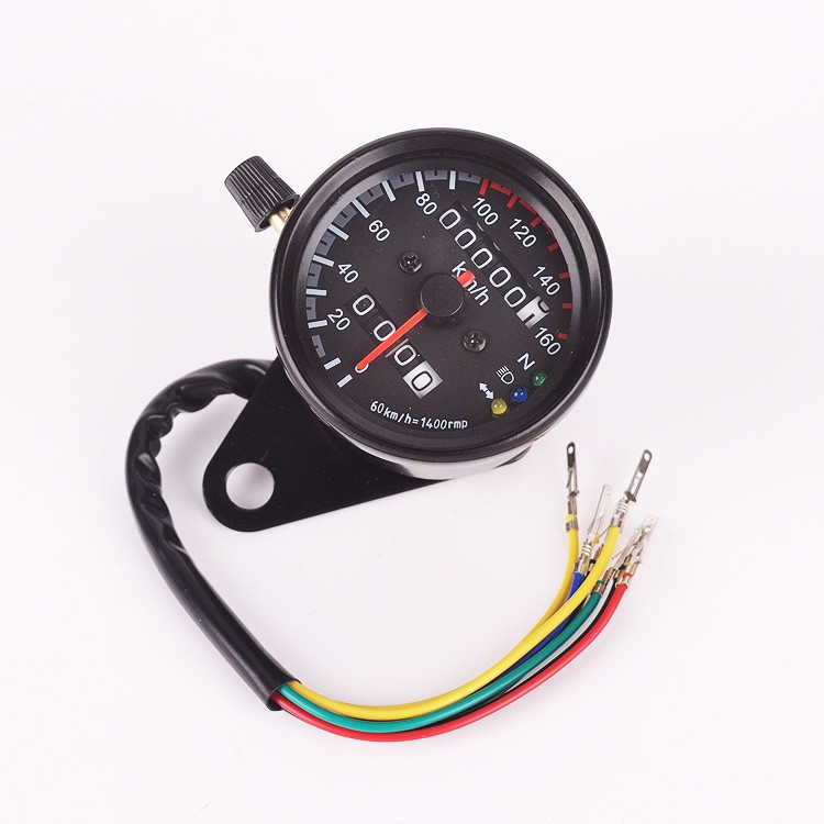 Retro Motorcycle Mini Gauge with LED Indicator Lights, Dual-Color 70 Style Odometer, Monkey Bike Speedometer, Wheels & Accessories