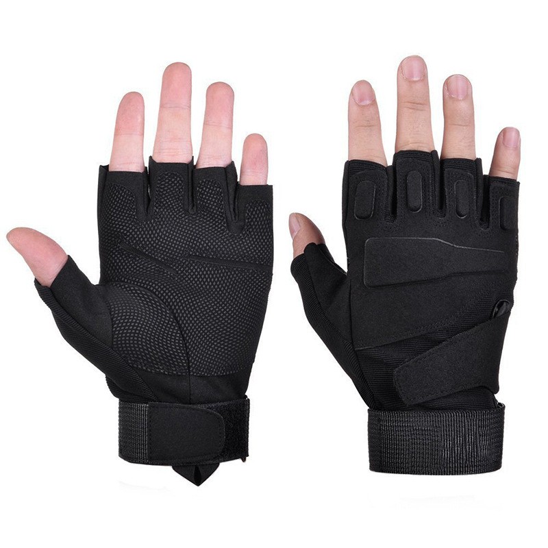 Longyan Black Eagle Half-Finger Tactical Gloves for Outdoor Hiking Climbing, Unisex Adults, Sizes M L XL