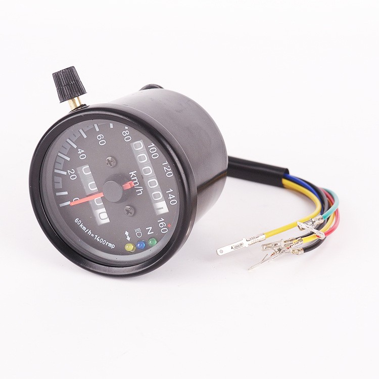 Retro Motorcycle Mini Gauge with LED Indicator Lights, Dual-Color 70 Style Odometer, Monkey Bike Speedometer, Wheels & Accessories