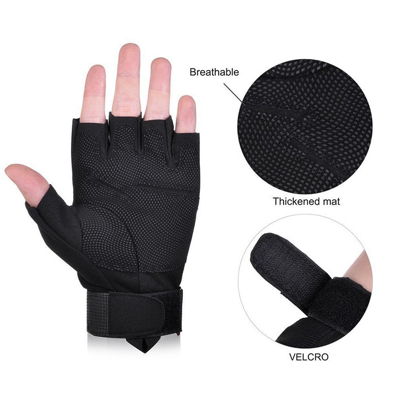 Longyan Black Eagle Half-Finger Tactical Gloves for Outdoor Hiking Climbing, Unisex Adults, Sizes M L XL