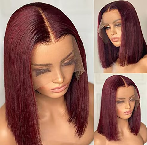 Glueless Bob Wig Brazilian Straight Short Lace Front Human Hair Wigs Pre Plucked With Baby Hair Remy