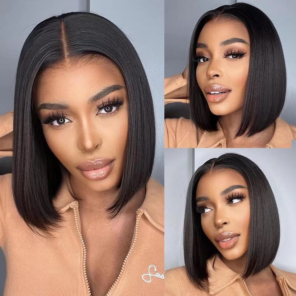 Glueless Bob Wig Brazilian Straight Short Lace Front Human Hair Wigs Pre Plucked With Baby Hair Remy