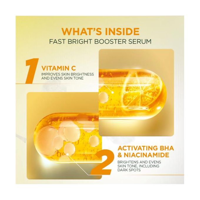 【New Combo】Garnier Even & Bright Vitamin C Brightening Kit：Vitamin C Serum Cleanser 100ml + Brightening Booster Face Serum 15ml