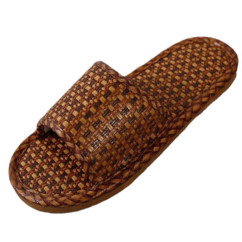 Household sandals, men's summer rattan straw slippers, indoor home linen non-slip, non-smelly feet, summer environmental protection, health, natural slippers brown