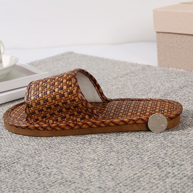 Household sandals, men's summer rattan straw slippers, indoor home linen non-slip, non-smelly feet, summer environmental protection, health, natural slippers brown