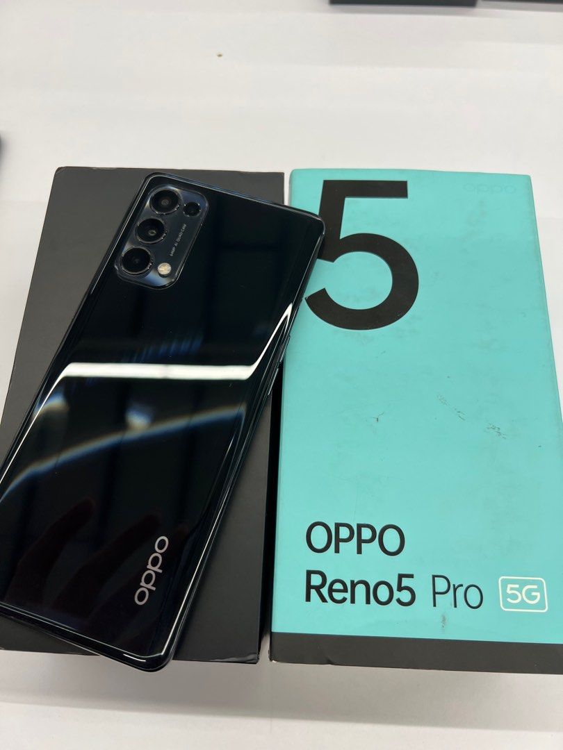 Refurbished Phone OPPO Reno5 Pro 12GB RAM, 512GB Storage, 90hz AMOLED Curved Screen, in-Display Fingerprint 64MP+8MP+ 2MP back, Camera 32MP selfie Camera, 4350 mAh 99% New Dual Sim.