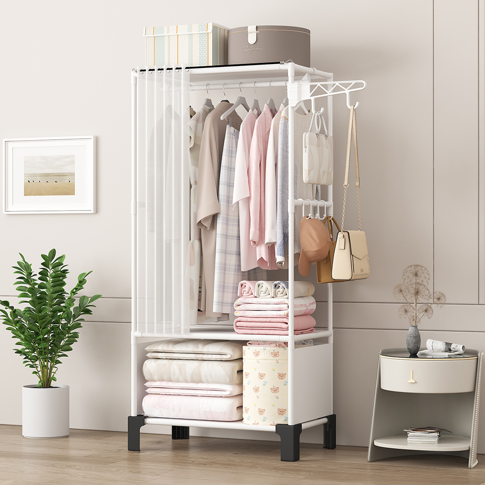 [New]Jaza Keja 16mm Heavy Duty Premium Metallic Clothes Rack for Hanging Clothes Adjustable Closet Organizer System with Curtain
