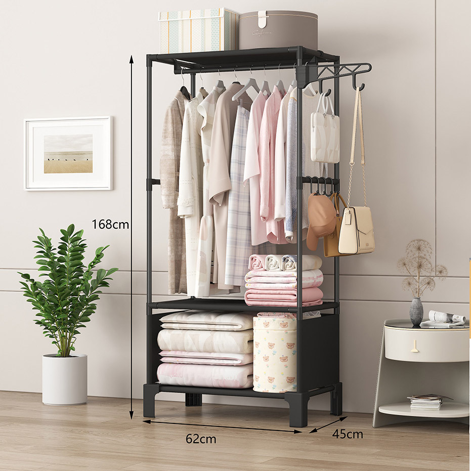 [New]Jaza Keja 16mm Heavy Duty Premium Metallic Clothes Rack for Hanging Clothes Adjustable Closet Organizer System with Curtain