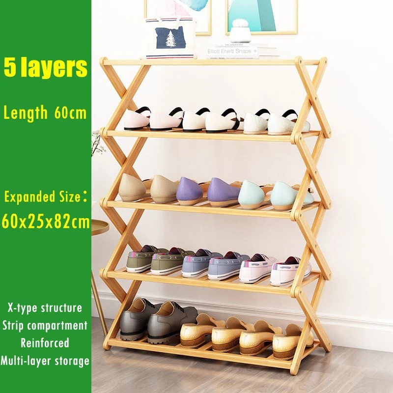 [New]Jaza Keja Folding Wooden Bamboo Shoe Rack Multilayer Storage Organizer for Entrance Hallway Shoe Cabinet Space Saving Home Furniture