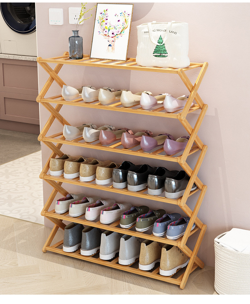 [New]Jaza Keja Folding Wooden Bamboo Shoe Rack Multilayer Storage Organizer for Entrance Hallway Shoe Cabinet Space Saving Home Furniture