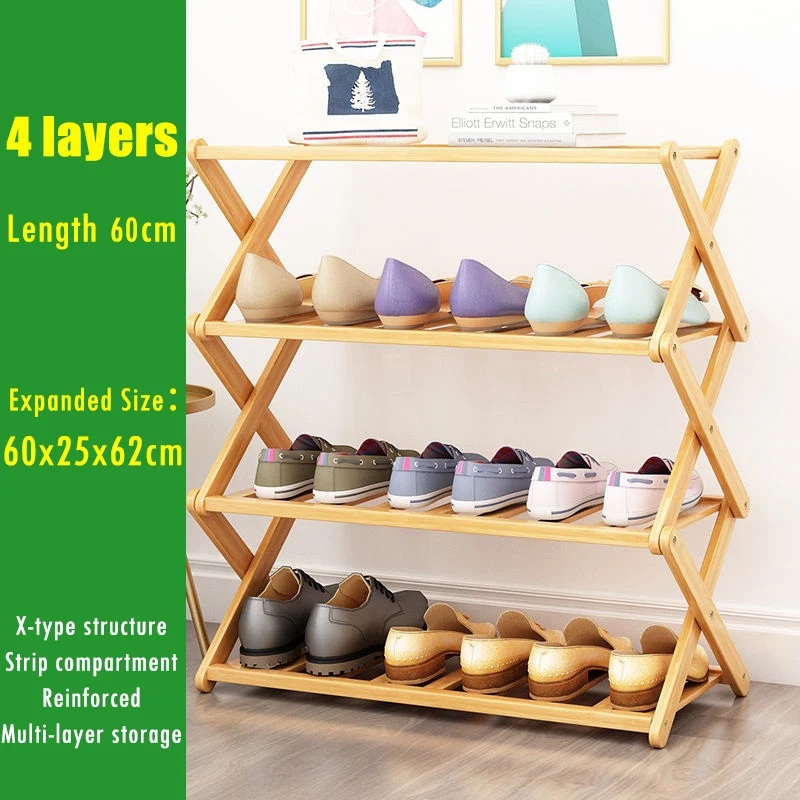 [New]Jaza Keja Folding Wooden Bamboo Shoe Rack Multilayer Storage Organizer for Entrance Hallway Shoe Cabinet Space Saving Home Furniture