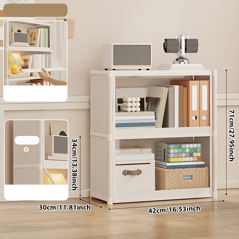 [New]Jaza Keja Multi-layer Bookshelf Floor Standing Dust-Proof Storage Cabinet Document Transparent Door Easy Portable Wardrobe Sorting Rack Suitable for Offices Classrooms Dormitories Entrances
