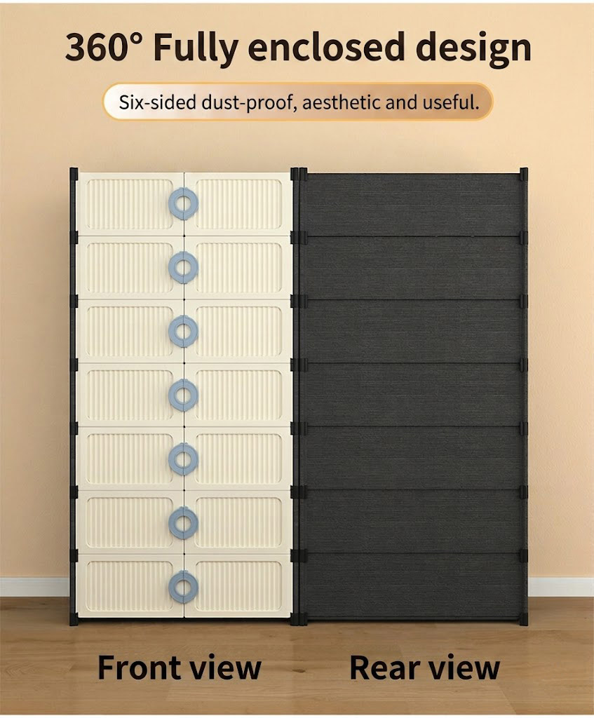 []New]Jaza Keja Portable Plastic Shoe Rack Organizer 4 5 Layer Shoe Cabinet 15 Pair Shoe Storage Expandable Free Standing Stackable Magnetic Door Space Saving for Bedroom