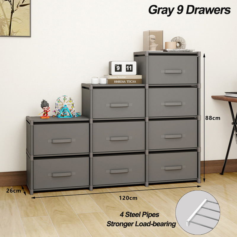 [New]Jaza Keja Fabric Chest of Drawers 6 8 Drawers Storage Unit with Sturdy Steel Frame Dresser Drawers for Bedroom Living Room Hallway Office Closet