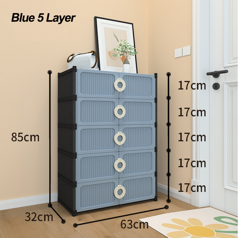 []New]Jaza Keja Portable Plastic Shoe Rack Organizer 4 5 Layer Shoe Cabinet 15 Pair Shoe Storage Expandable Free Standing Stackable Magnetic Door Space Saving for Bedroom
