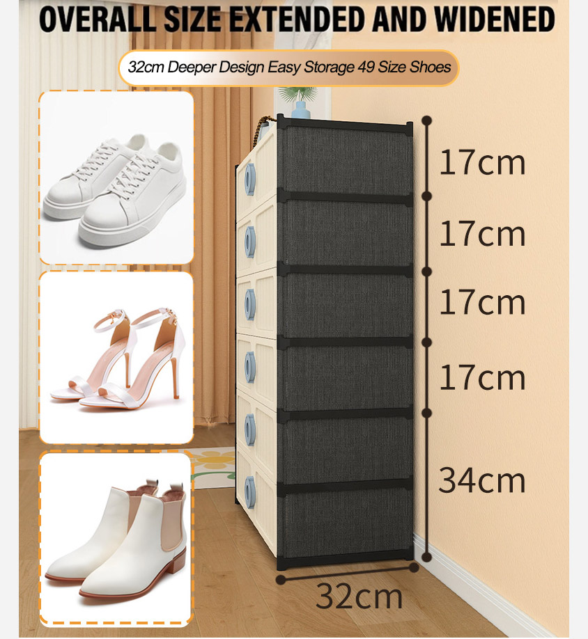 []New]Jaza Keja Portable Plastic Shoe Rack Organizer 4 5 Layer Shoe Cabinet 15 Pair Shoe Storage Expandable Free Standing Stackable Magnetic Door Space Saving for Bedroom