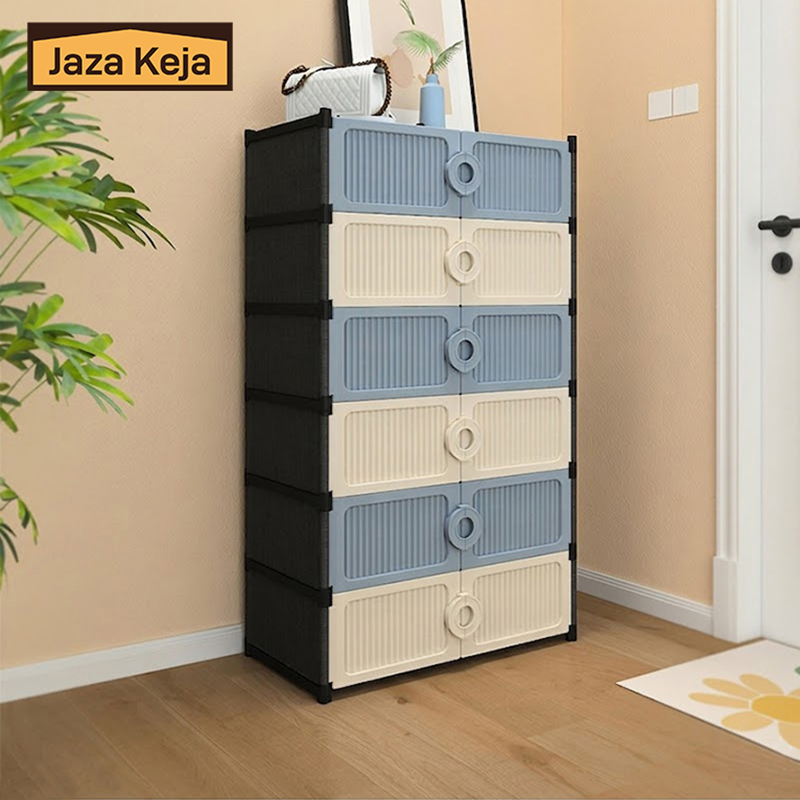 []New]Jaza Keja Portable Plastic Shoe Rack Organizer 4 5 Layer Shoe Cabinet 15 Pair Shoe Storage Expandable Free Standing Stackable Magnetic Door Space Saving for Bedroom