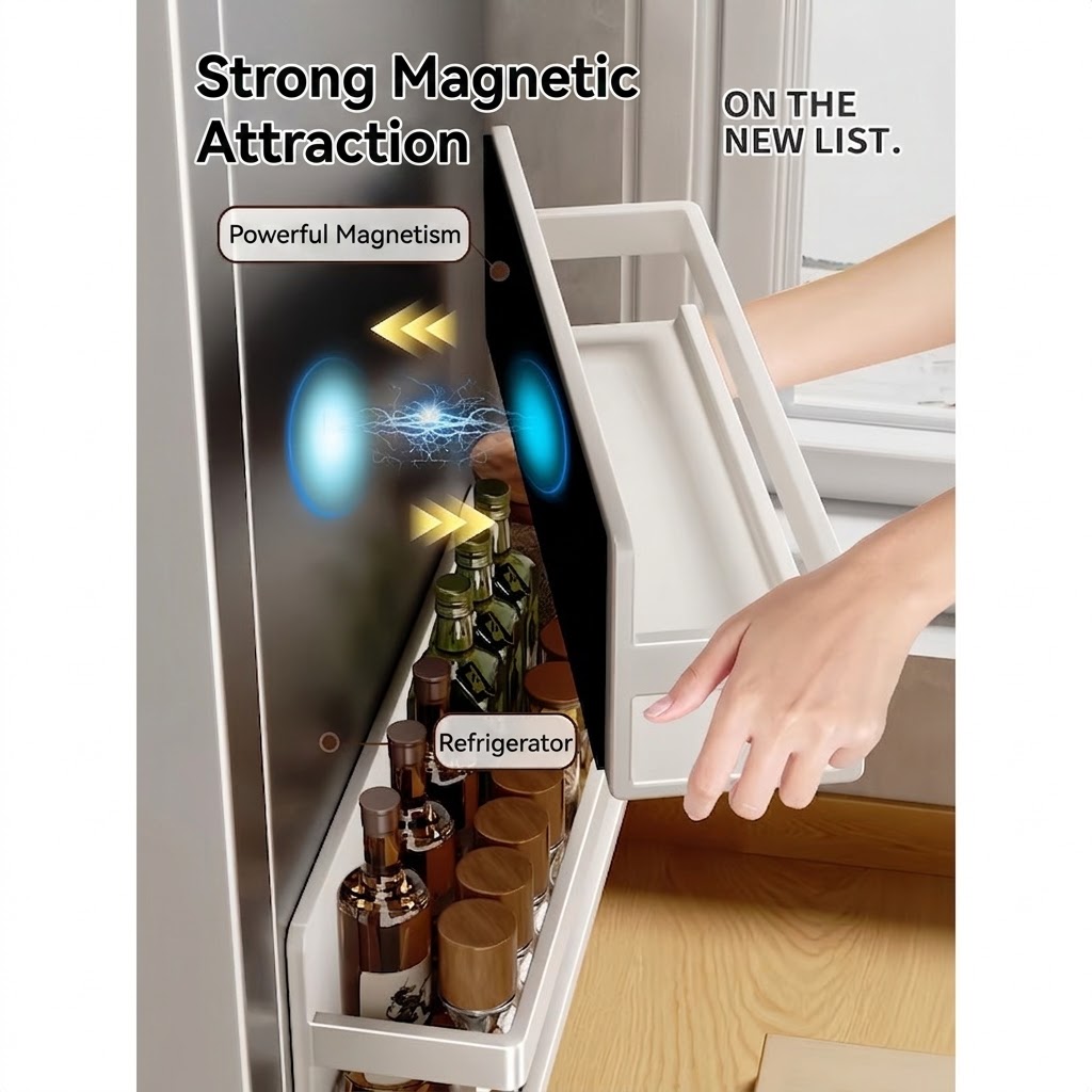 [New]Jaza Keja 2PCS Magnetic Spice Rack Refrigerator Paper Towel Holder Magnetic Shelf Fridge Kitchen Cabinet Organizers Storage Seasoning Organization Mini Shelves