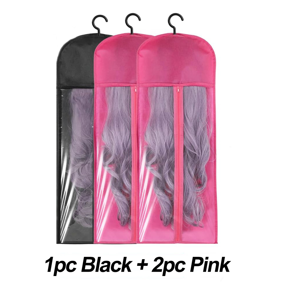 [Buy More Save More]Jaza Keja 1PC Hair Extension Holder Wig Storage Bags with Hanger for Multiple Wigs Dust-proof Storage Organizer with Hook Hair Extensions for Salon Home Use