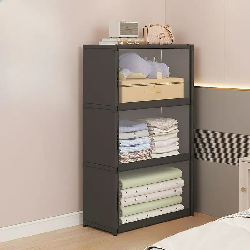 [New]Jaza Keja Multi-layer Bookshelf Floor Standing Dust-Proof Storage Cabinet Document Transparent Door Easy Portable Wardrobe Sorting Rack Suitable for Offices Classrooms Dormitories Entrances