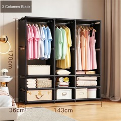 Jaza Keja 2 3 Columns Clothes 16mm Thick Steel Pipe Heavy-Duty Metallic Portable Premium Wardrobe Garment Rack Shoes Hat Integrated Clothes Closet Drying Rack Storage Shelf Home Organizer