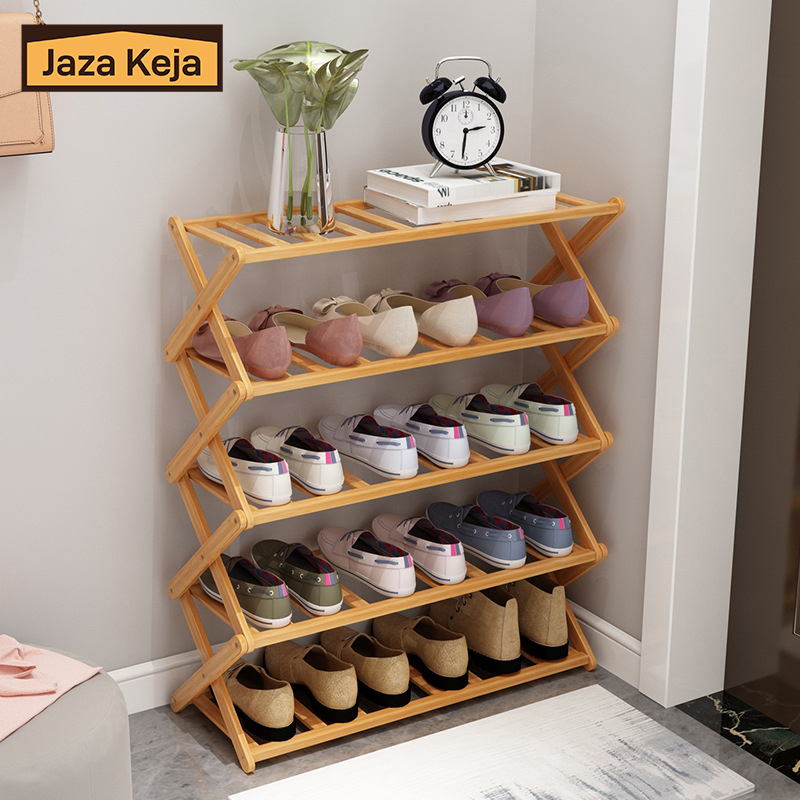 [New]Jaza Keja Folding Wooden Bamboo Shoe Rack Multilayer Storage Organizer for Entrance Hallway Shoe Cabinet Space Saving Home Furniture
