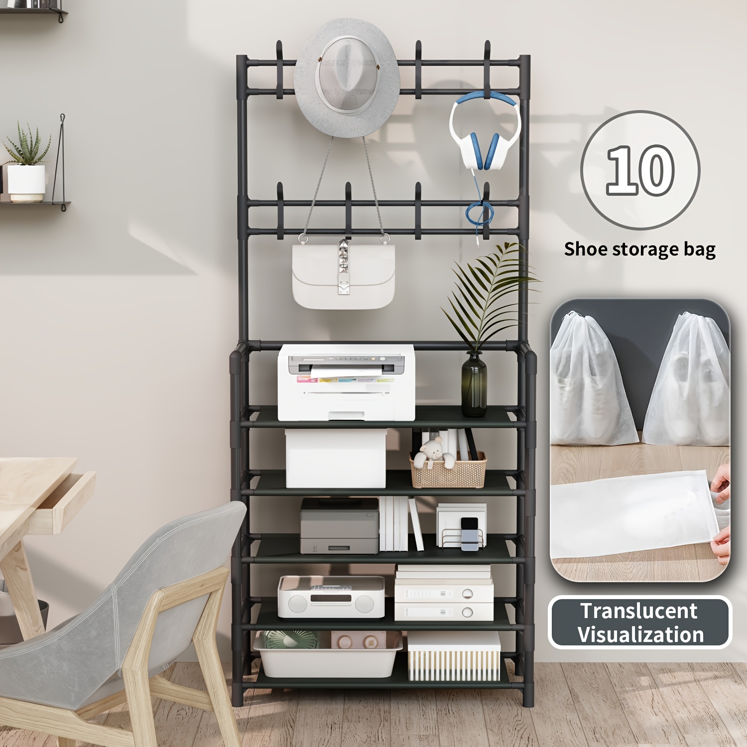 Jaza Keja 60 80cm Extra Wide 4 5 Layer Simple Assemble Shoe Rack Floor Coat Hat Rack Shoe Integrated Household Storage Bedroom Living Room Bathroom Hangers