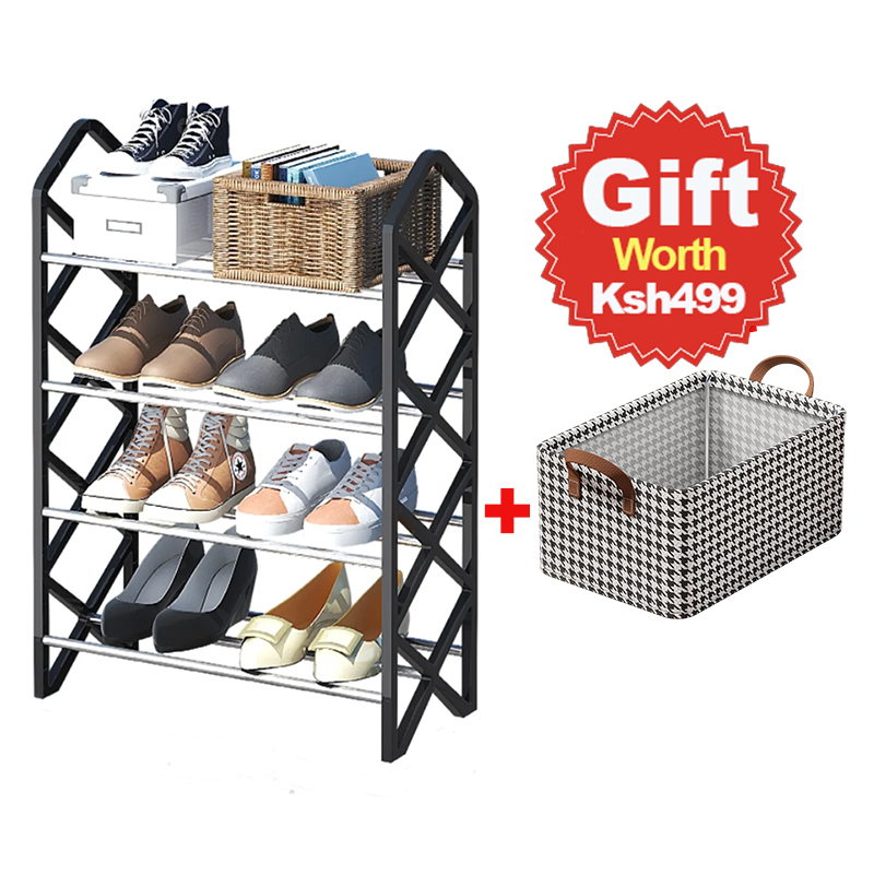 Jaza Keja 4 Layer Slant Bar Shoe Rack Home Doorway Sturdy Multilayer Dormitory Simple Shoe Cabinet Organizer Shoes Rack Gift