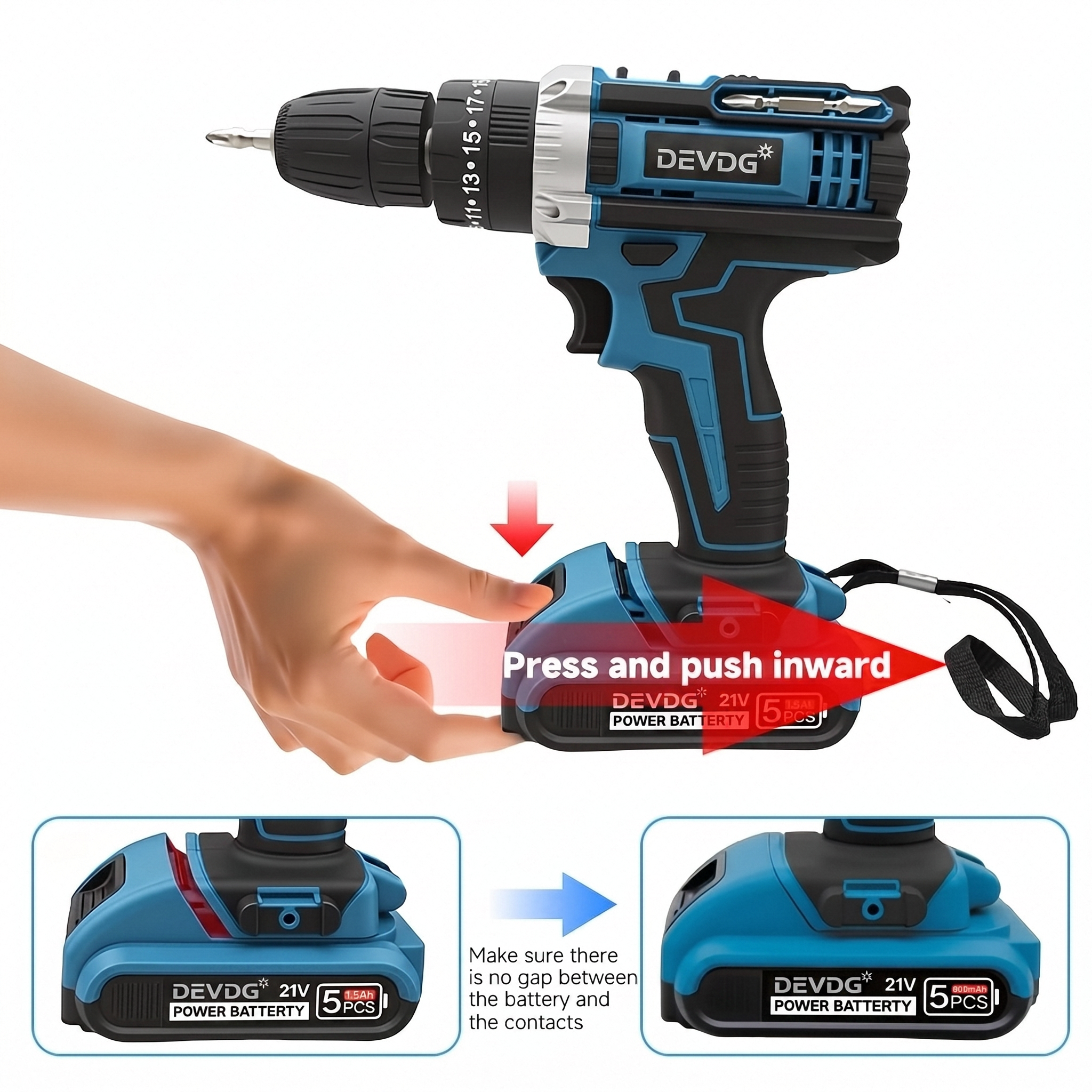 【New cordless drill kit】48VF electric drill, with 2 battery and charger,  torque setting drill, with 24 accessories, built-in 3/8 inch keyless chuck, LED light,Impact drill. Drilling through the