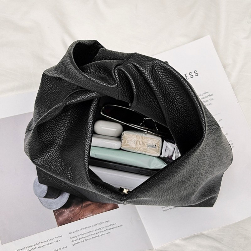 Soft Pu Cloud Handbag - High-End Ruffled Horn Bag