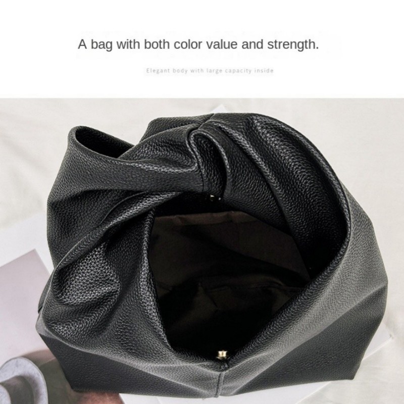 Soft Pu Cloud Handbag - High-End Ruffled Horn Bag