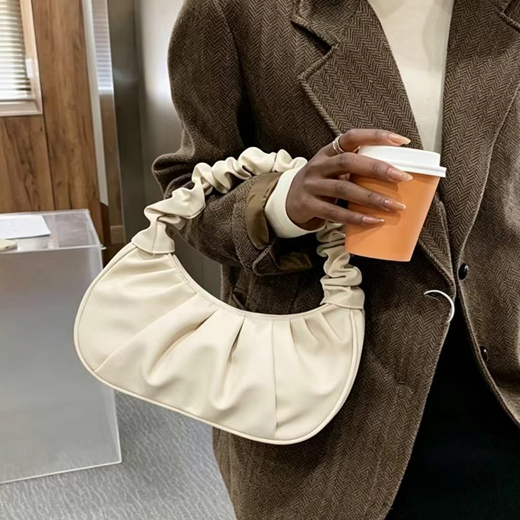 One Cloud Fold One Shoulder Armpit Bag Minority Texture Popular Bag Girl Handbags New fashion ins mesh red versatile shoulder bag autumn fashion cloud pleated bag