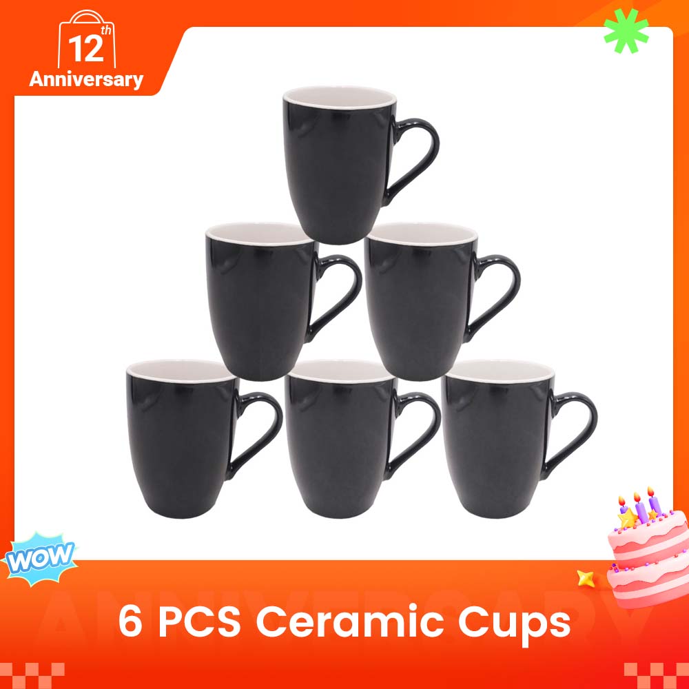 Sundabests 6pcs High Quality Tea Milk Coffee Ceramic Cups Mugs(130019541) Stylish Drinkware Set Durable Tableware for Home Office Daily Drinking & Gathering