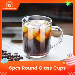 Sundabests 6pcs Glass Cups High Quality Round Glass Glassware(311000298) Clear Drink Cups Durable Tableware for Home Bar Party Daily Beverage Use