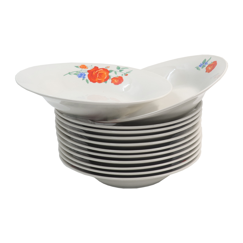 Sundabests High Quality 12 Piece 8 inch Classique Dinner Dish Plates Ceramic Dinner Plate