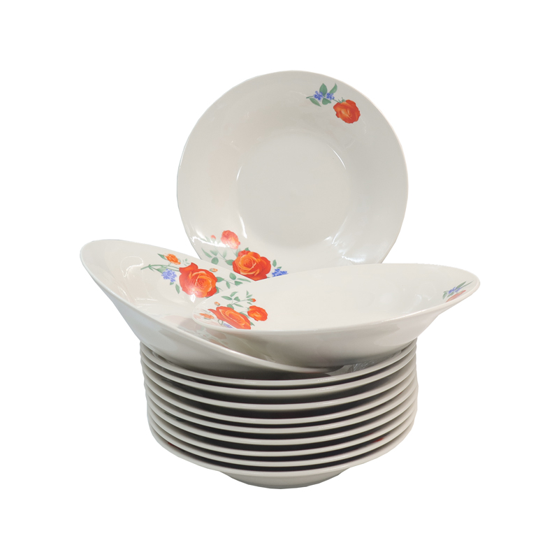 Sundabests High Quality 12 Piece 8 inch Classique Dinner Dish Plates Ceramic Dinner Plate