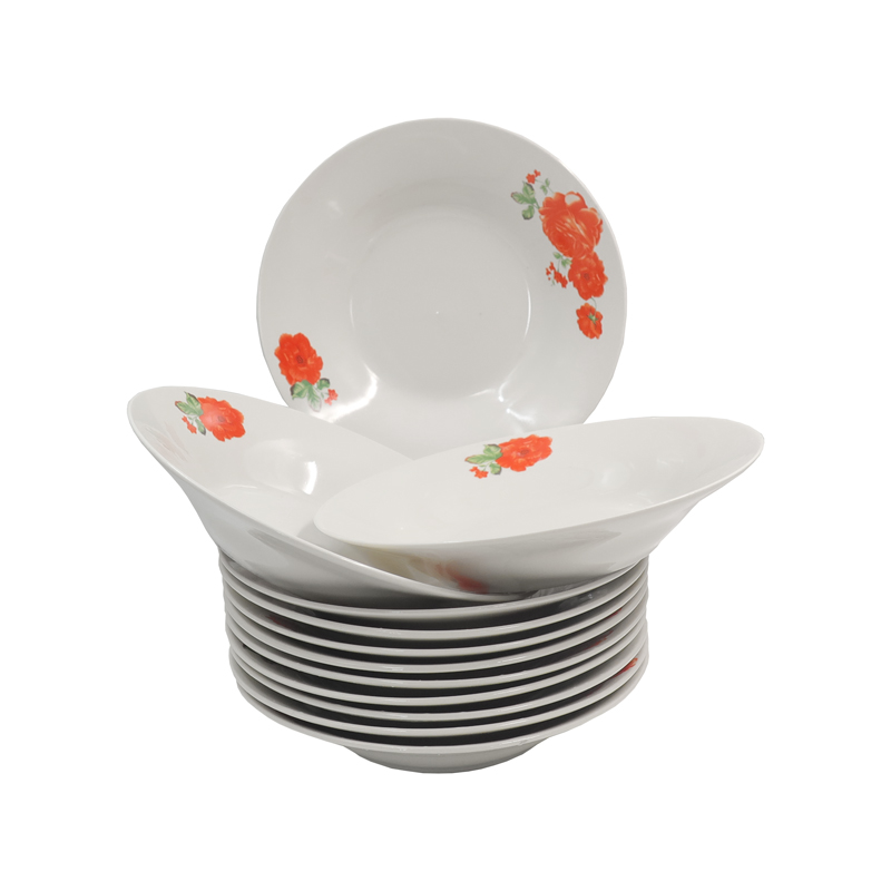 Sundabests High Quality 12 Piece 8 inch Classique Dinner Dish Plates Ceramic Dinner Plate