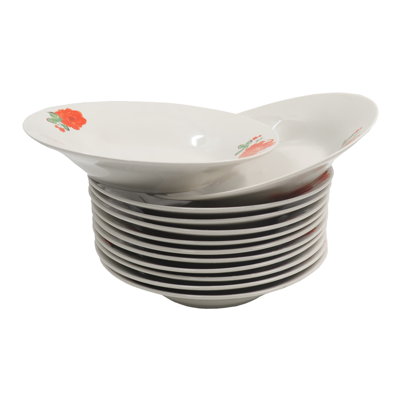 Sundabests High Quality 12 Piece 8 inch Classique Dinner Dish Plates Ceramic Dinner Plate